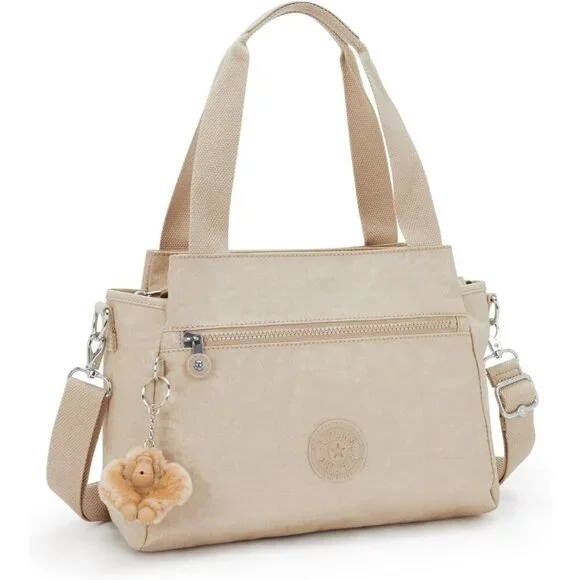 Metallic Shoulder Bag Womens Recycled Nylon Adjustable Strap Zipper Closure - Picture 4 of 5